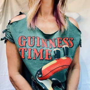 Green Guinness beer Pelican Tshirt cold-shoulder ties